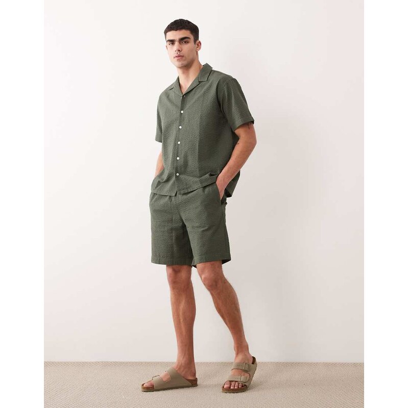 JJ Rebel co ord seersucker shorts in green
