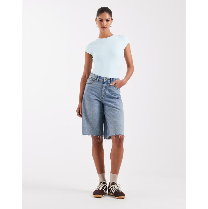 JJXX Tokyo wide denim jorts in light blue 115121618