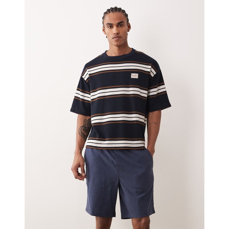 Jack & Jones linen mix drawstring shorts in navy