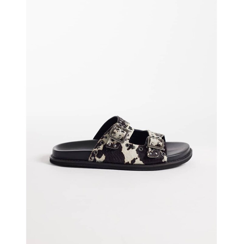 Walk London Dolly sandal in cow print-Multi