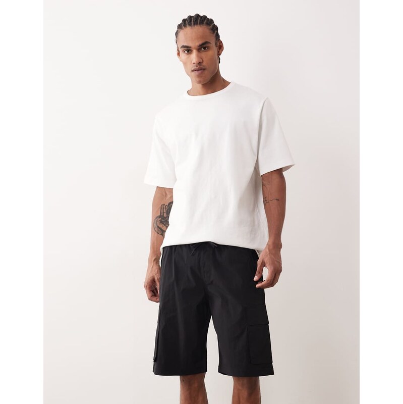 Jack & Jones technical cargo shorts in black