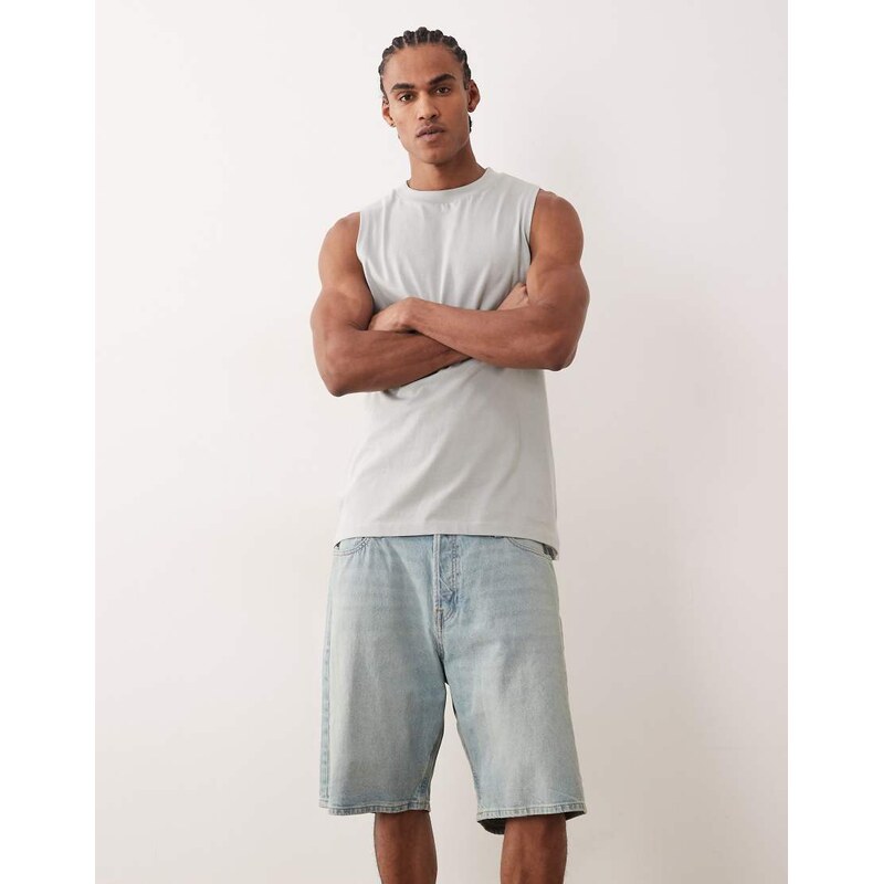 Jack & Jones Alex baggy denim shorts in light blue tint