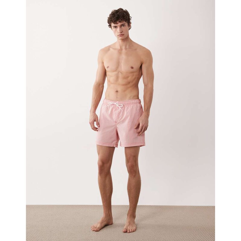 Jack & Jones seersucker stripe swimshorts in red