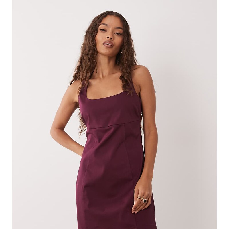 ASOS Petite ASOS DESIGN Petite square neck bodycon mini dress in plum 115521198