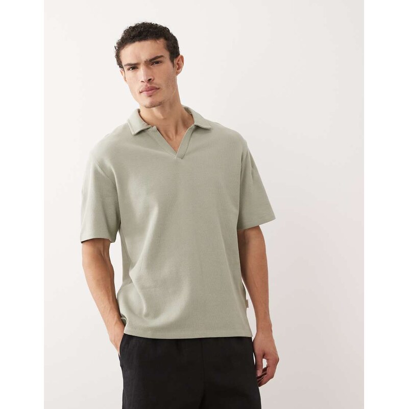 Jack & Jones split neck polo in sage green