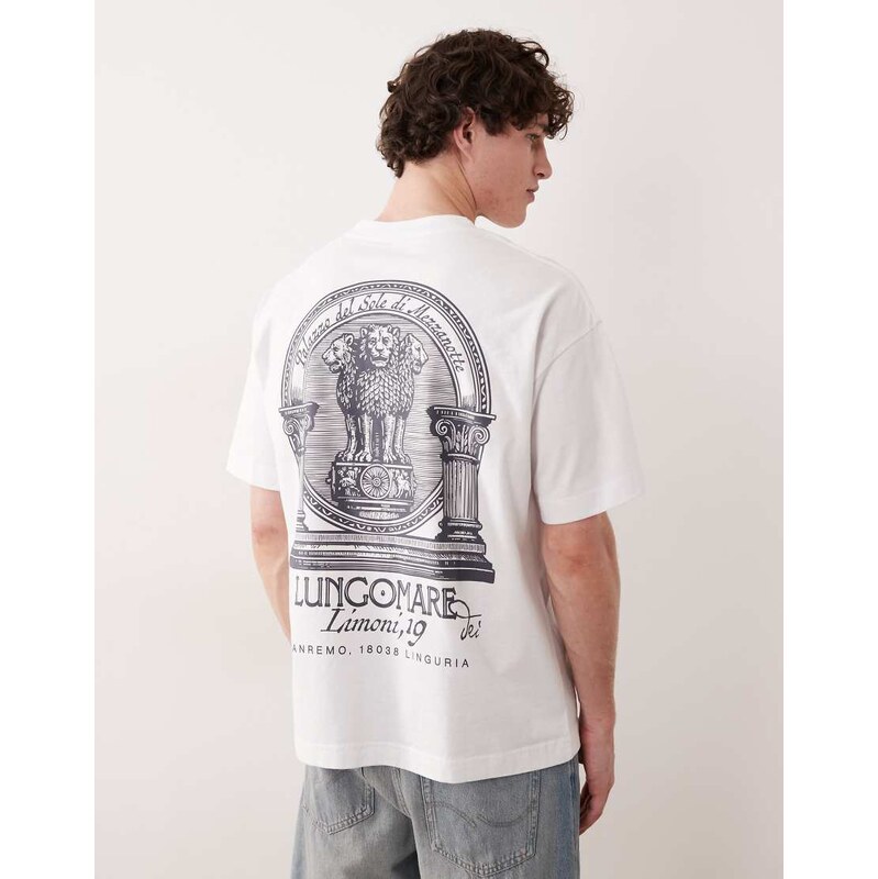 Jack & Jones oversized t-shirt with mono backprint in white