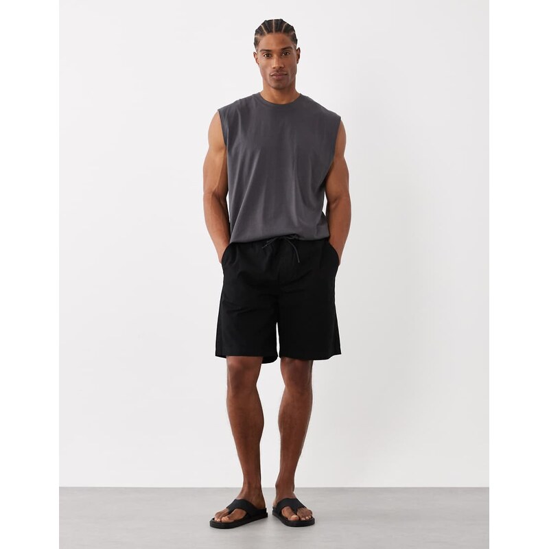 Jack & Jones drawstring chino shorts in black