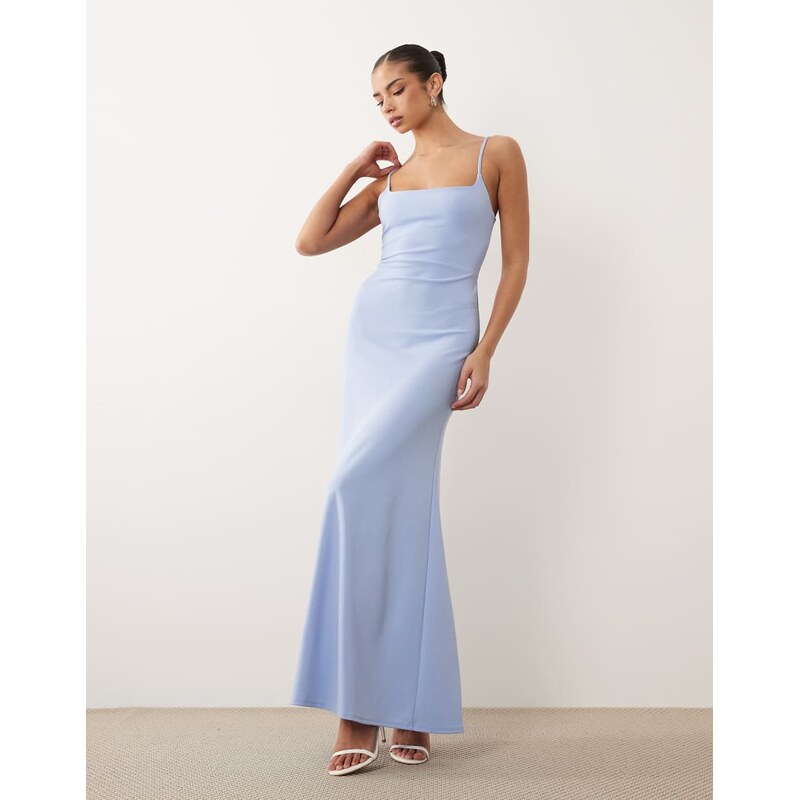 ASOS DESIGN cami maxi dress with lace up back in baby blue