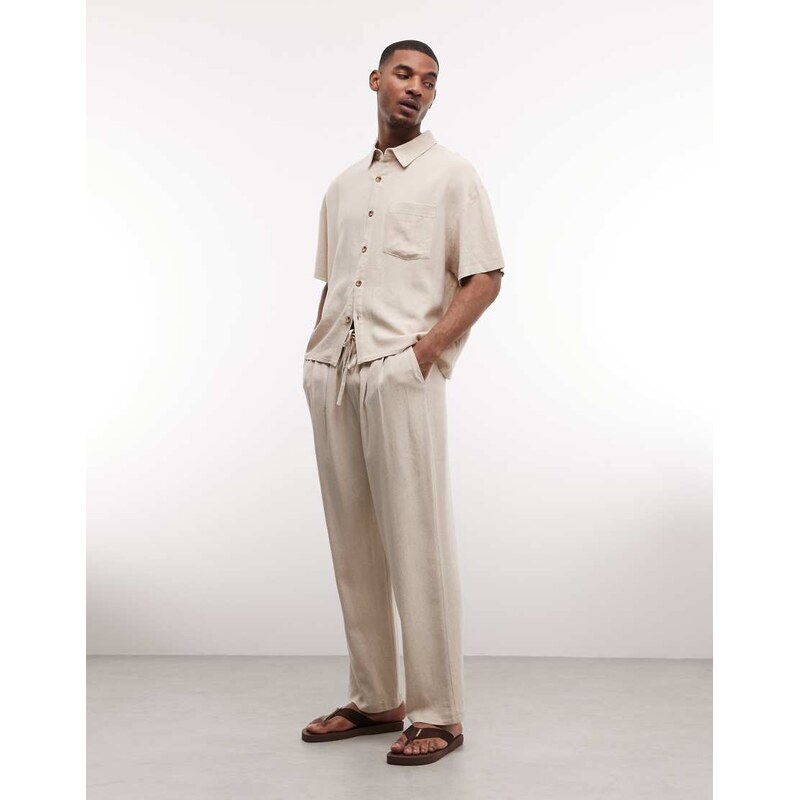 Reclaimed Vintage linen blend relaxed pull on trousers in
