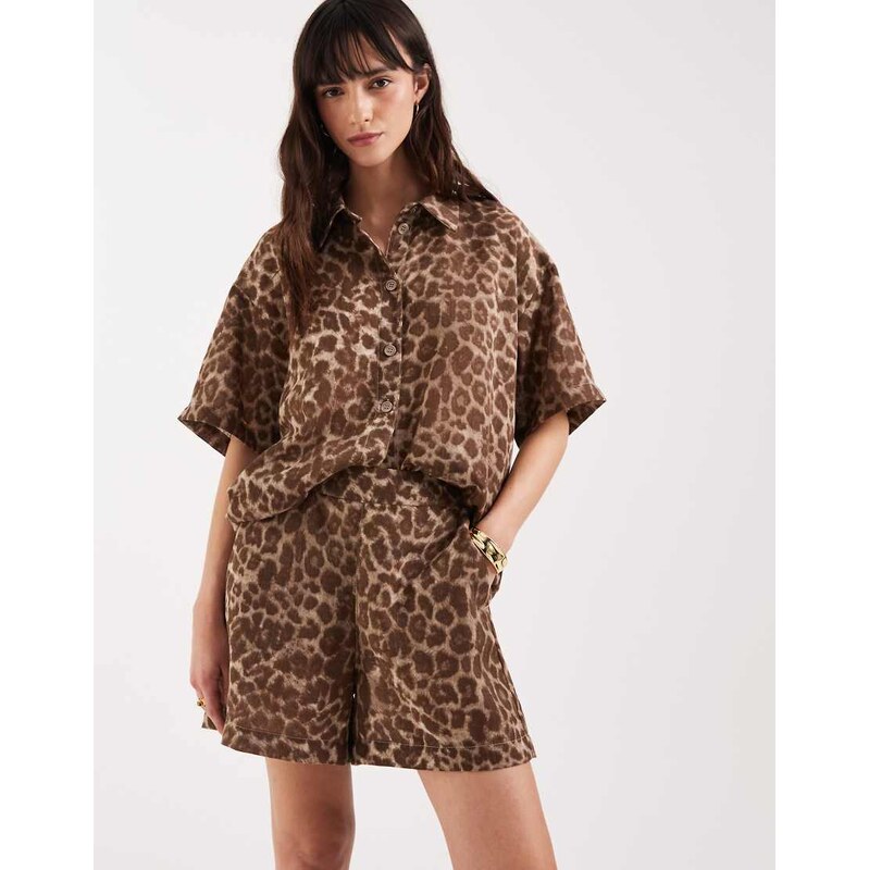 JJXX co ord leopard shorts in multi 115691692