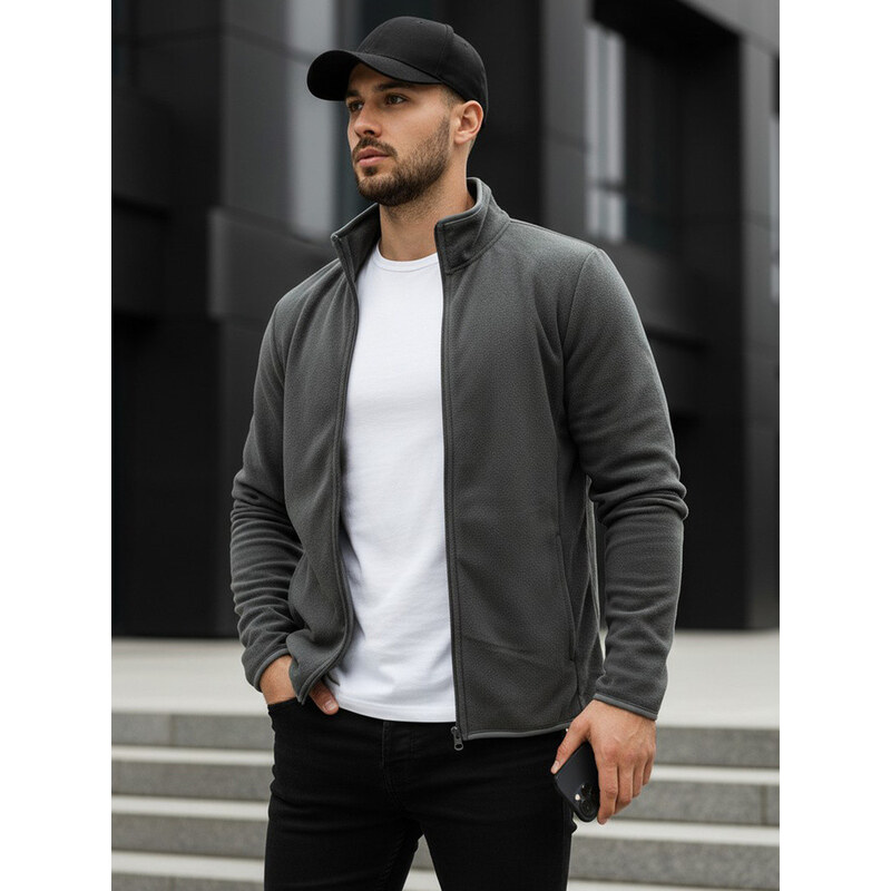 Pánská tmavě šedá mikina na zip FashionStreet BX4772