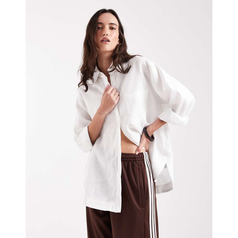ASOS DESIGN oversized linen shirt in white