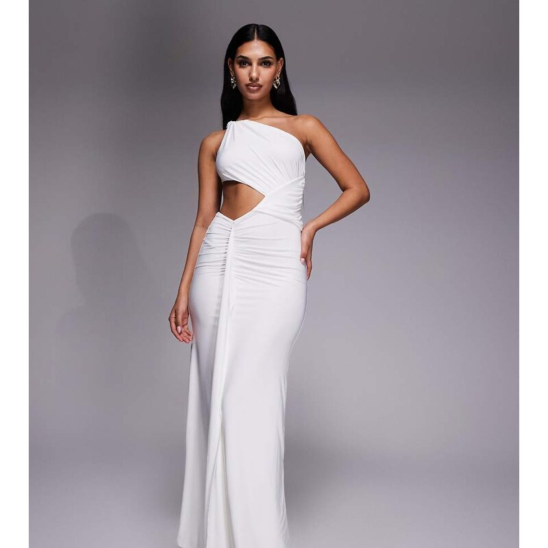 Kaiia exclusive double layered slinky one shoulder drape cut out