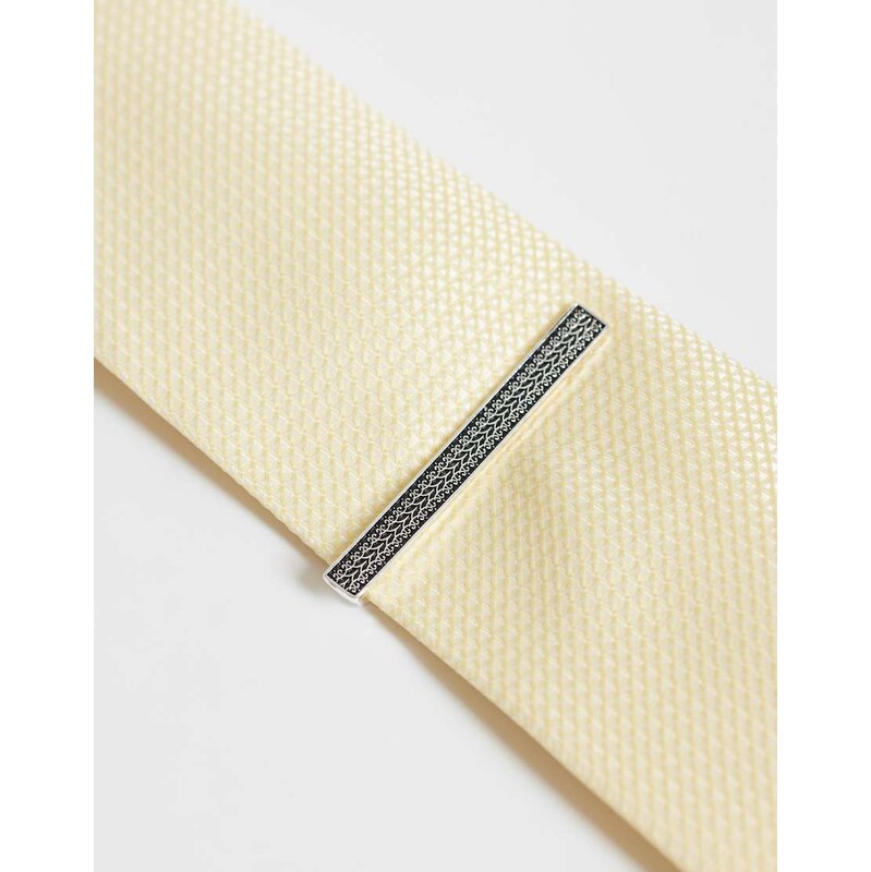 ASOS DESIGN rope textured tie bar in silver