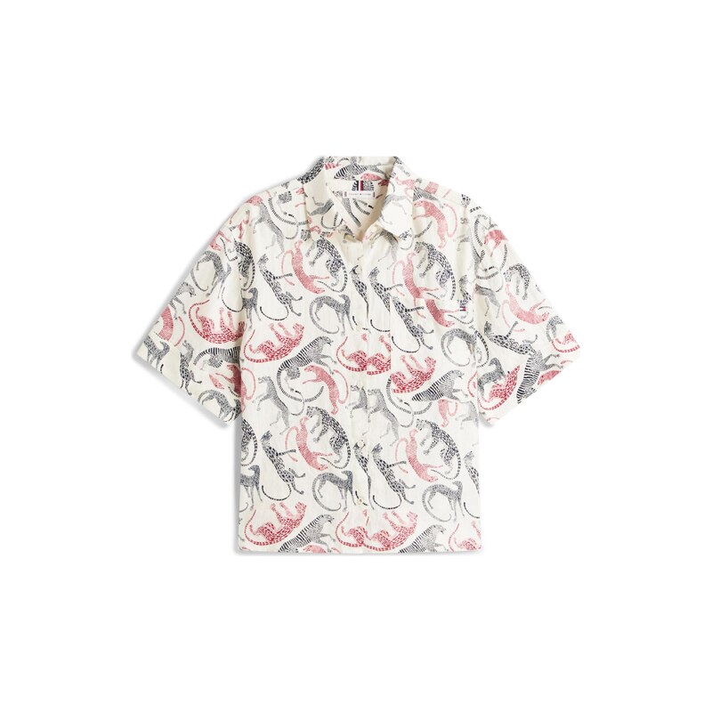TOMMY HILFIGER Halenka Ess krémová / tmavě červená / černá 114980023
