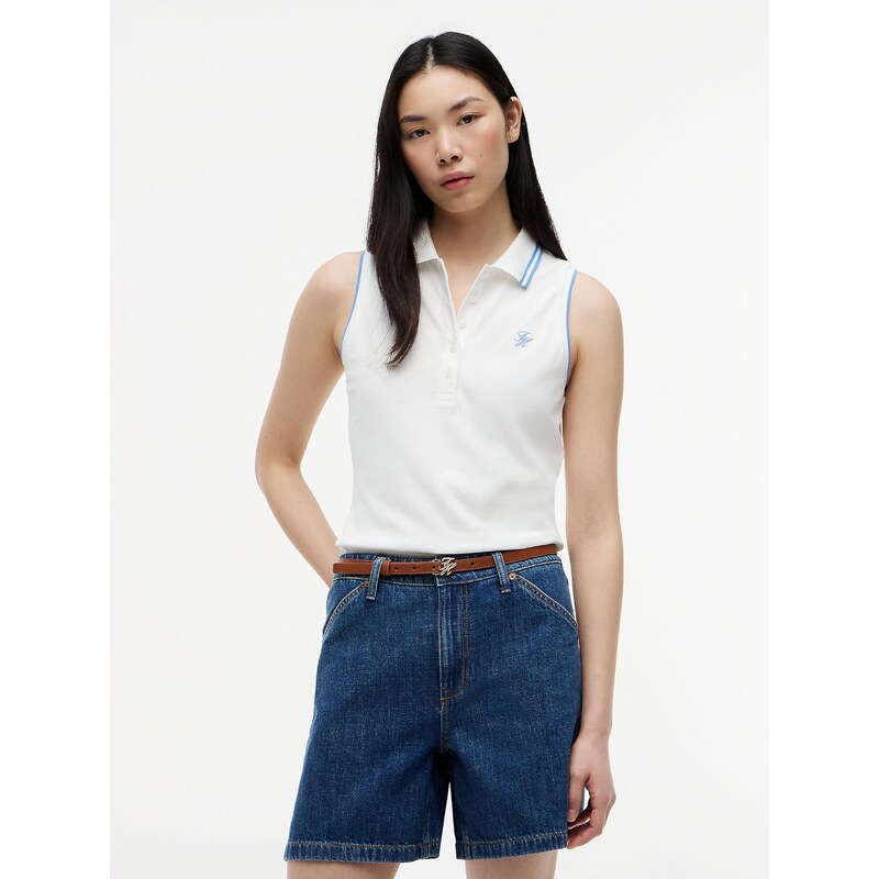 TOMMY HILFIGER Top '1985' světlemodrá / bílá