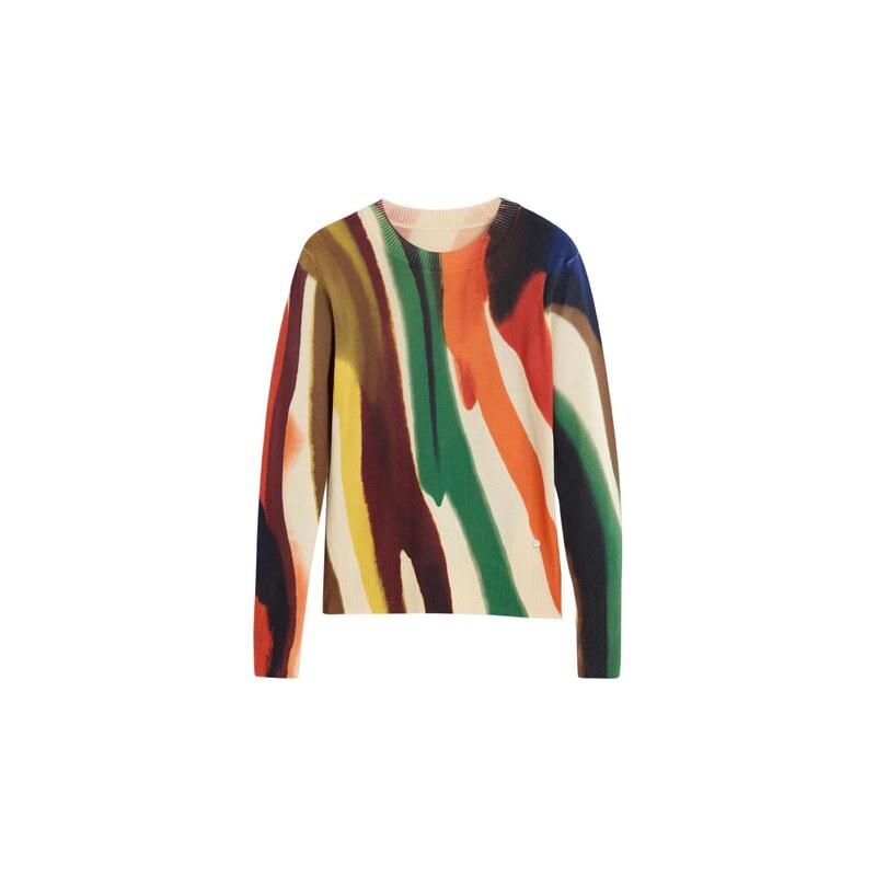 Desigual Svetr 'Designed By Mr. Christian Lacroix' světle béžová / tmavě hnědá / zelená / oranžová