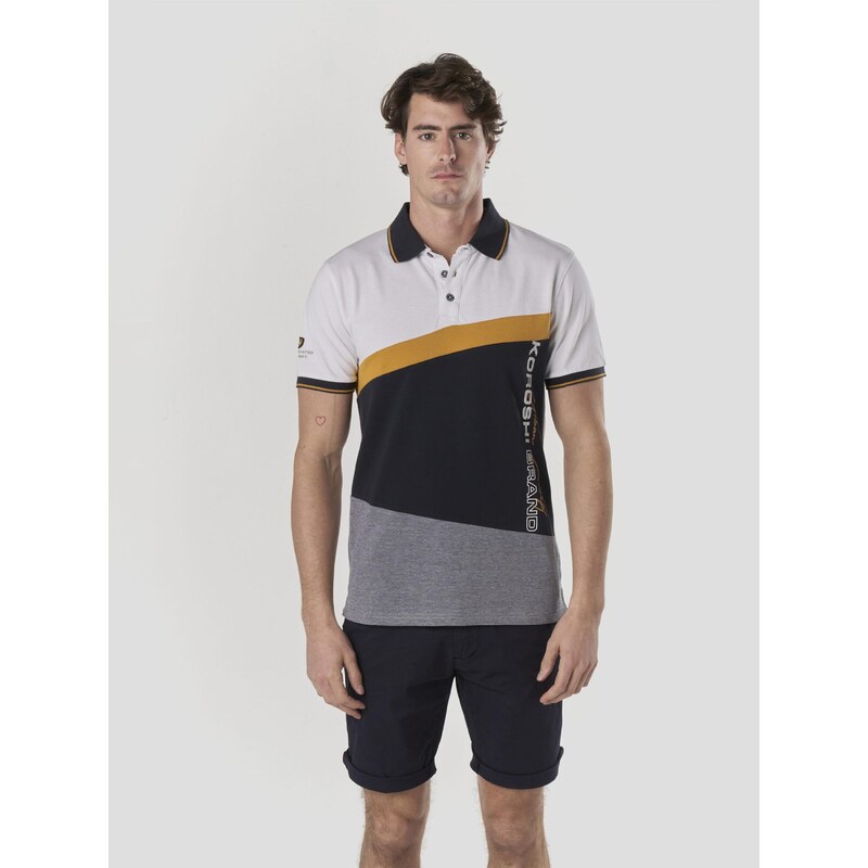 KOROSHI Tričko hořčicová / šedá / černá / offwhite