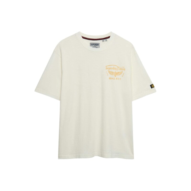 Superdry & Co Tričko HERITAGE BIKER oranžová / přírodní bílá