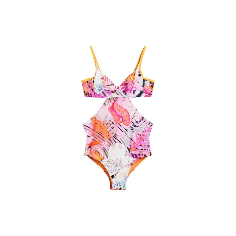 Desigual Plavky kari / oranžová / černá / bílá