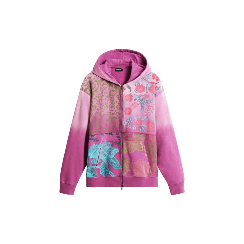 Desigual Mikina Floral tyrkysová / olivová / růžová / magenta