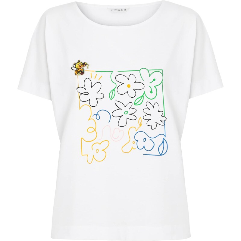 TATUUM Tričko Lali 1 zelená / tmavě oranžová / černá / bílá