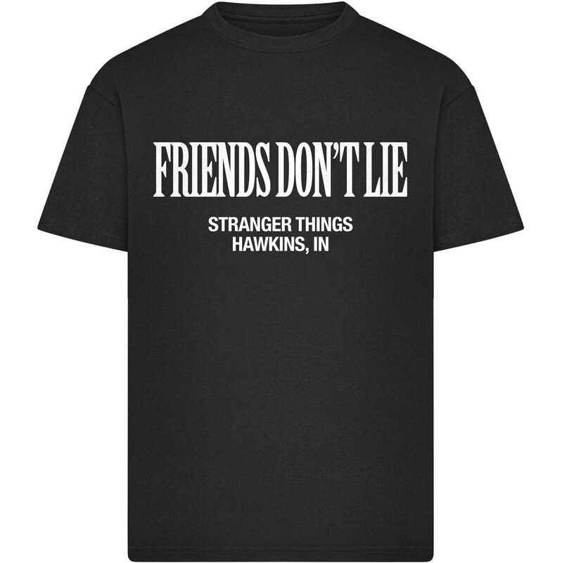 Merchcode Tričko Stranger Things Friends Don’t Lie černá / bílá