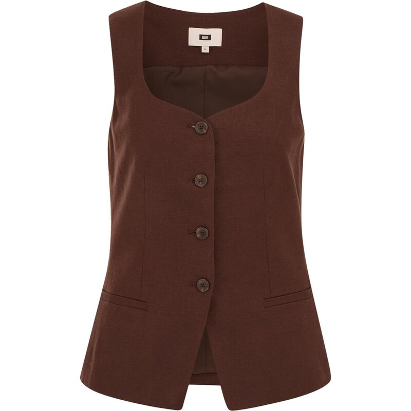 WE Fashion Vesta k obleku tmavě hnědá 114982201