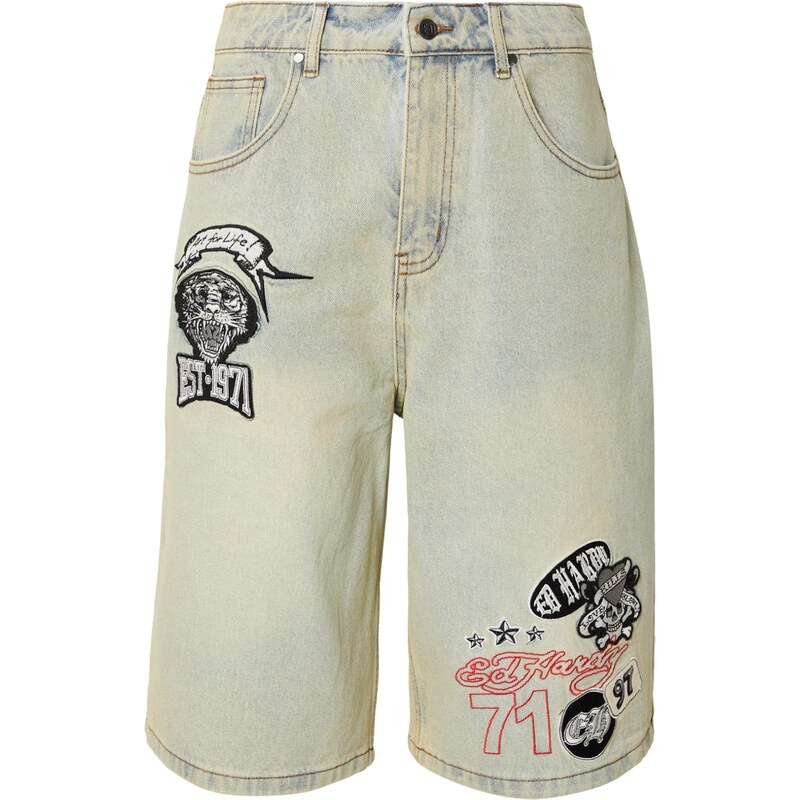 Ed Hardy Džíny světlemodrá / světle červená / černá / bílá 114982510