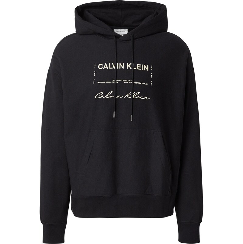 Calvin Klein Jeans Mikina světle béžová / černá