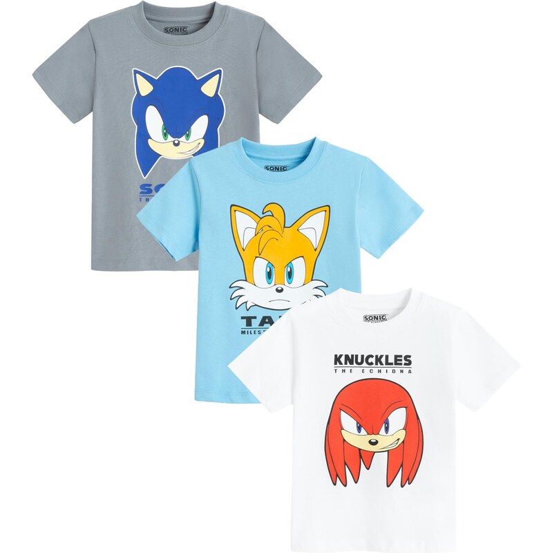 Cool Club Tričko SONIC kouřově modrá / azurová / bílá