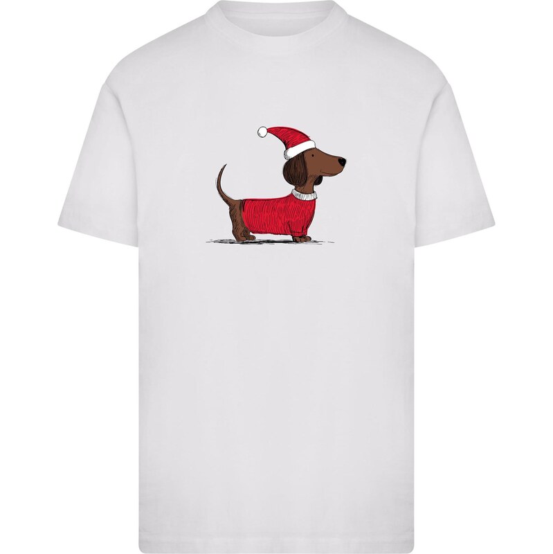 Mister Tee Tričko Christmas Dackel hnědá / červená / bílá