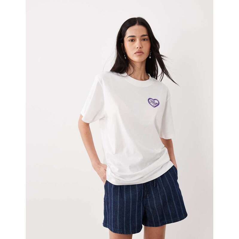HUGO Blue vintage heart logo t-shirt in white 114984018