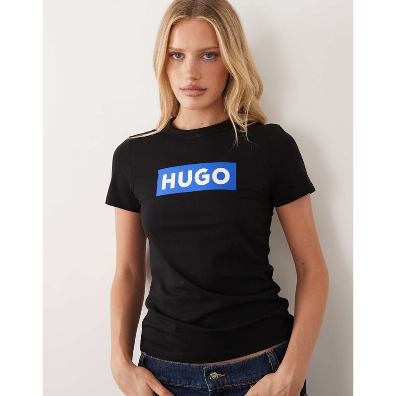 HUGO Blue classic box logo t-shirt in black 114984021
