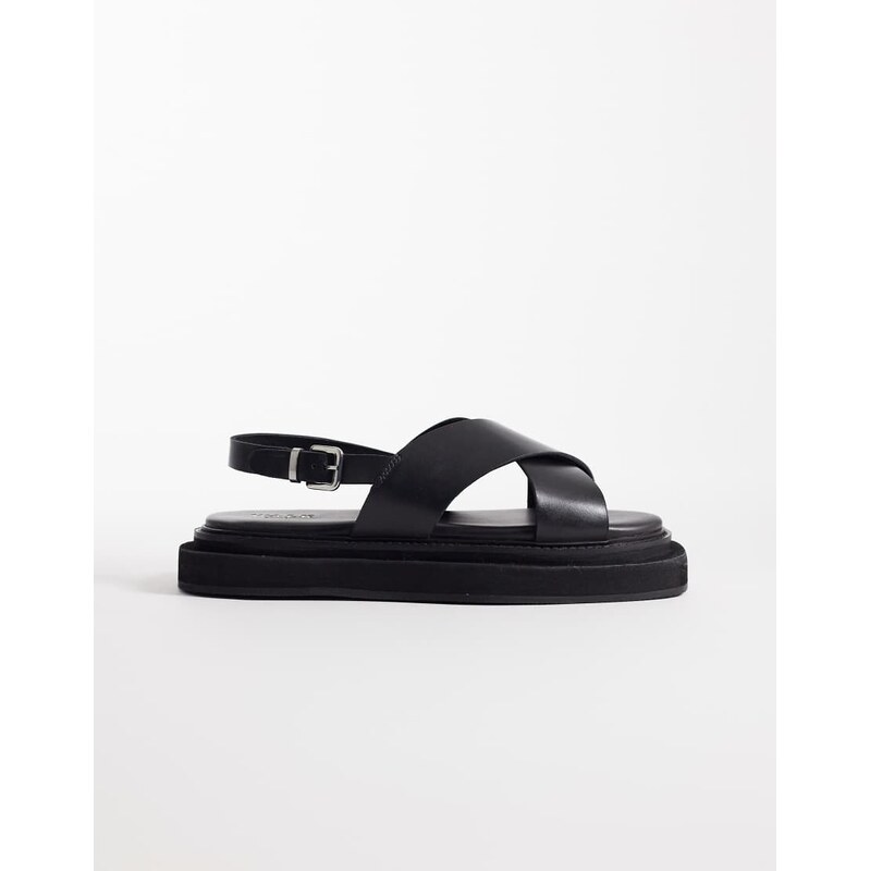 Walk London Berlin strap sandal in black leather 114983855