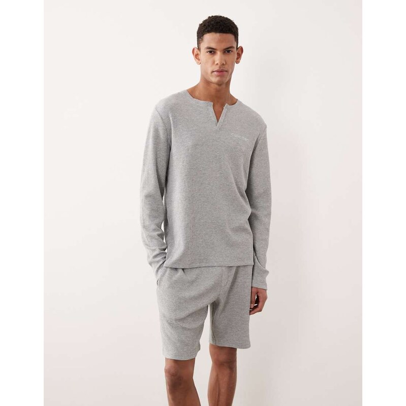 Calvin Klein Waffle loungewear shorts co-ord in grey