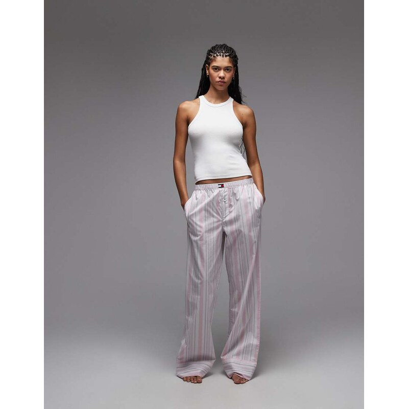 Tommy Hilfiger Heritage poplin pyjama pants in pink stripe 114983905