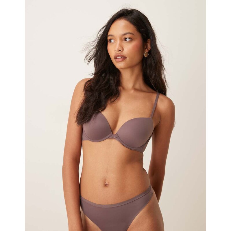 Calvin Klein Perfectly Fit push up plunge bra in brown