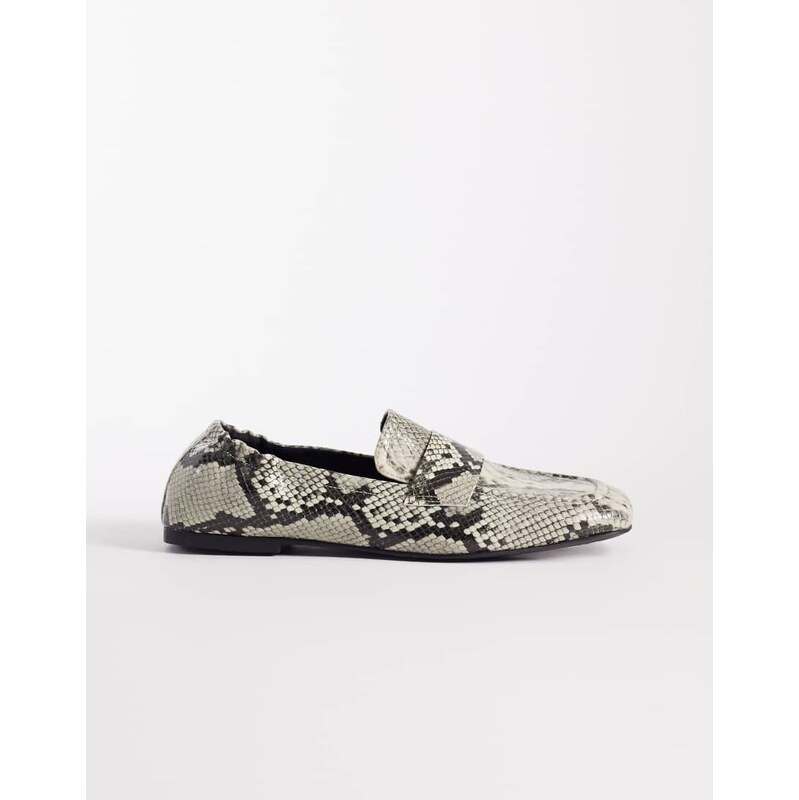 ASOS DESIGN Melody square toe soft loafers in snake-Multi