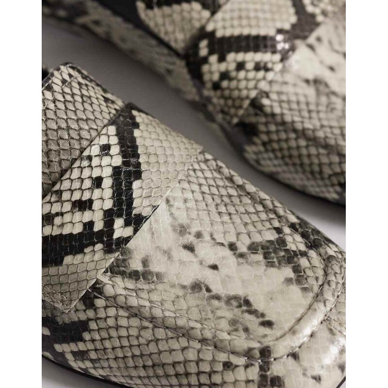 ASOS DESIGN Melody square toe soft loafers in snake-Multi