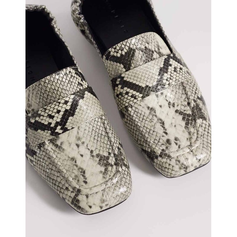 ASOS DESIGN Melody square toe soft loafers in snake-Multi