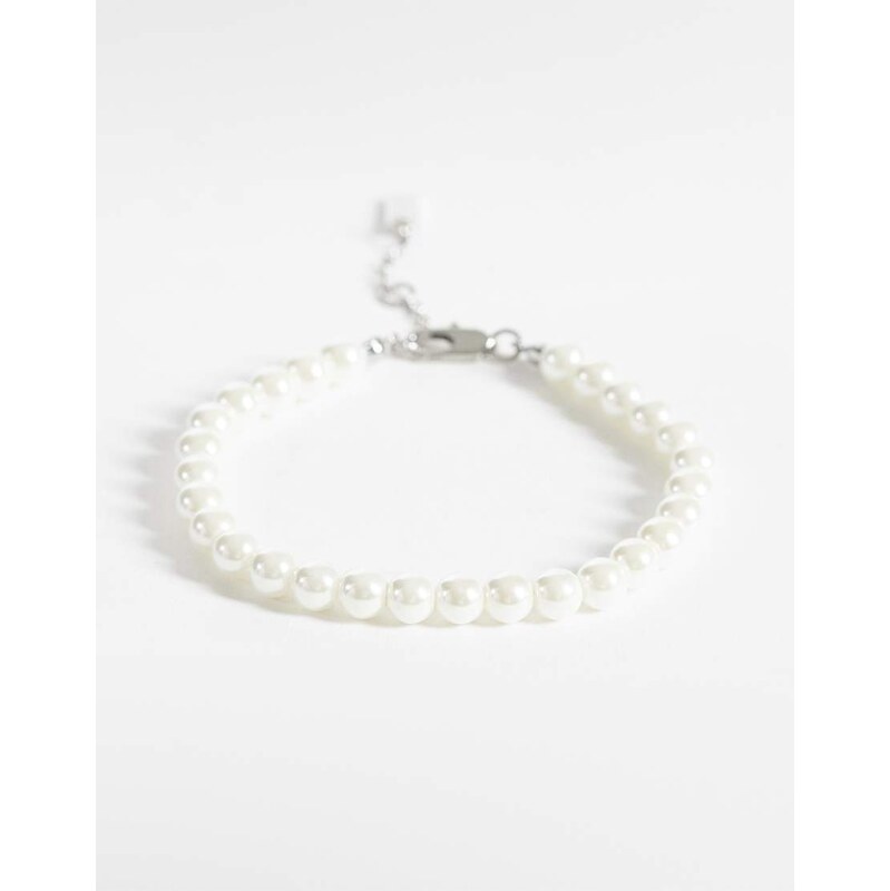 ASOS DESIGN festival 6mm glass faux pearl beaded bracelet in