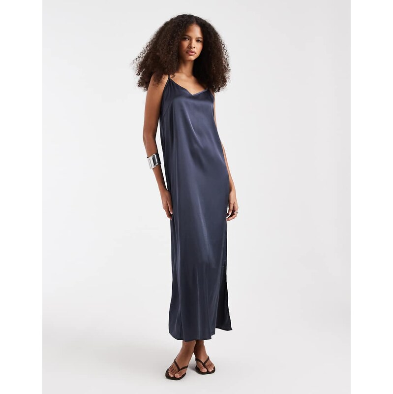 Pieces satin cami maxi dress in ombre blue 115522533