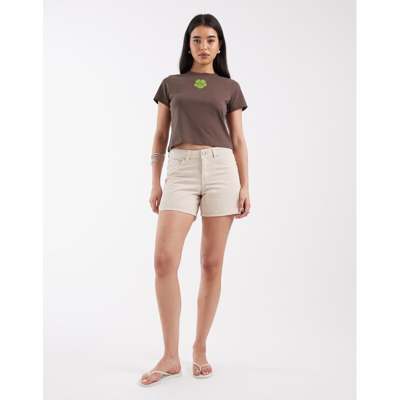 JJXX large flower print baby tee in dark brown