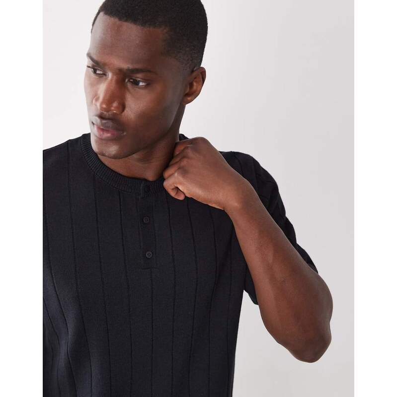 ASOS DESIGN relaxed knitted wide ribbed co-ord ribbed henley in