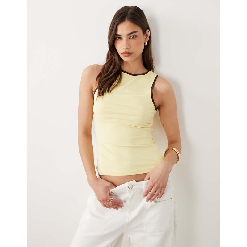 ASOS DESIGN cut out detail racer tank with contrast binding in