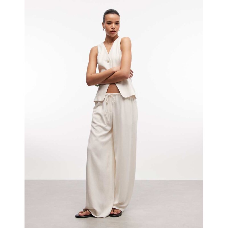 Reclaimed Vintage cotton rich pull on relaxed trouser in neutral