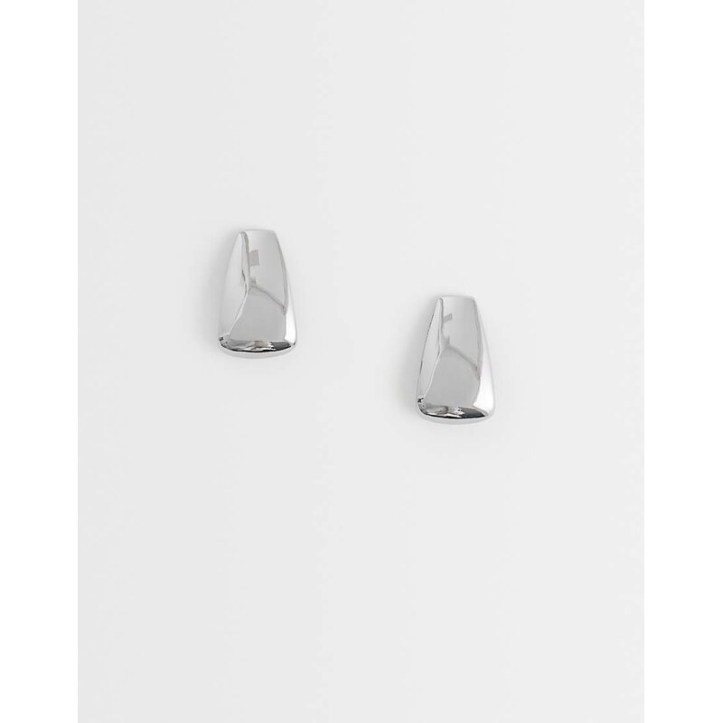 ASOS DESIGN everyday clean oblong stud earrings in silver tone
