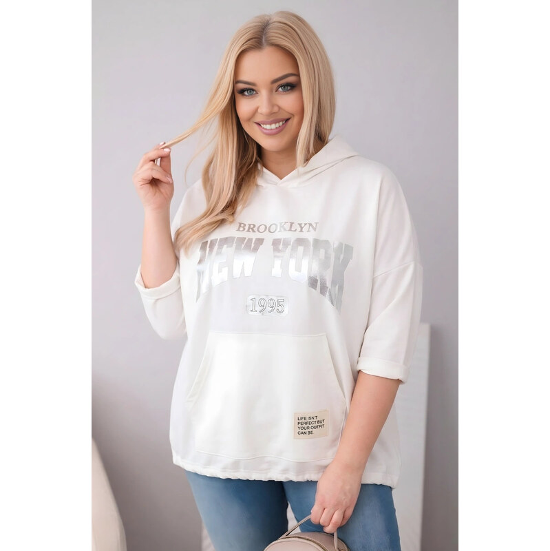 K-Fashion Dámská viskózová mikina Plus Size s kapucí a klokaní kapsou 114985338
