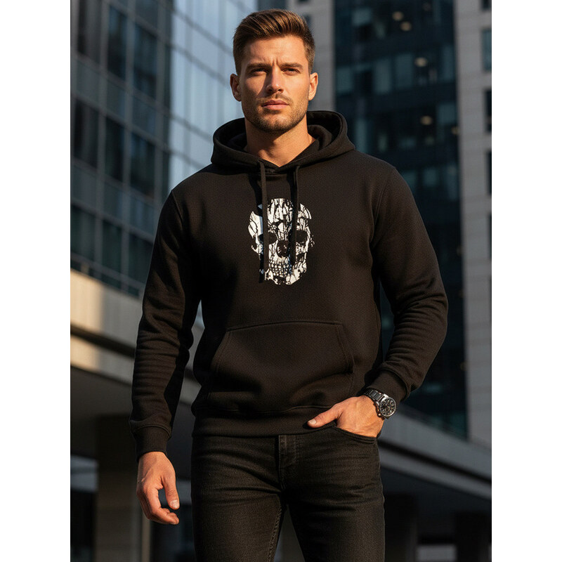 Pánská mikina s potiskem lebky černá FashionStreet NX0034B